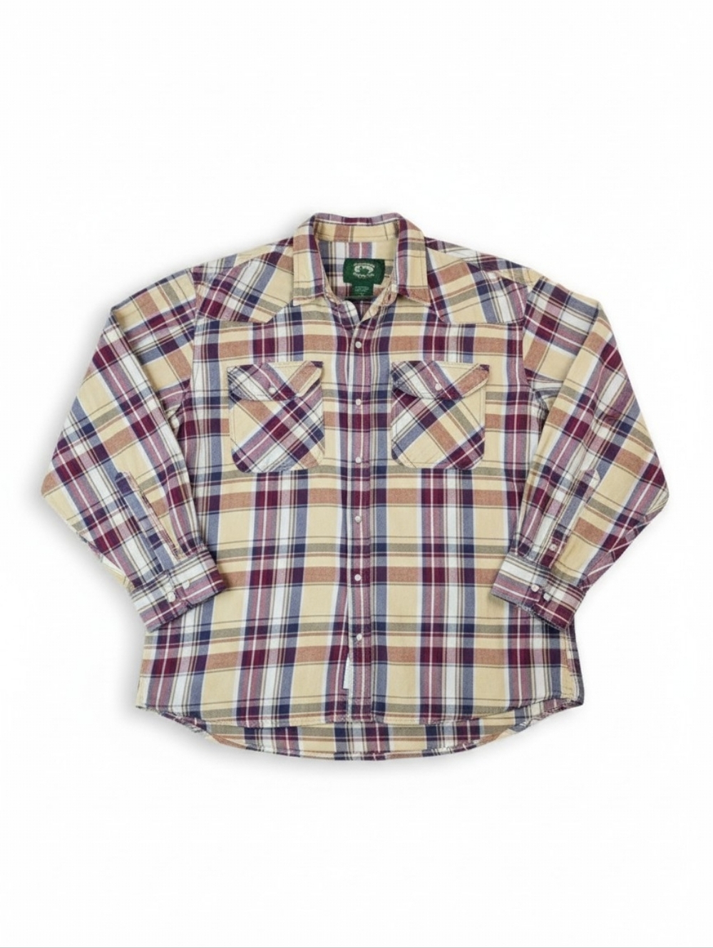 Stillwater Supply Co. XL Purple & Yellow Plaid Pearl Snap Flannel